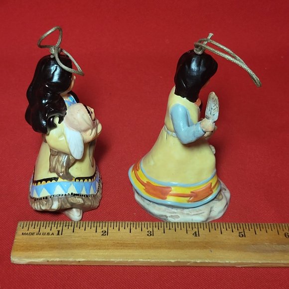 Native American Indian Figurine Bell Ornaments Set of 2 - Picture 11 of 13